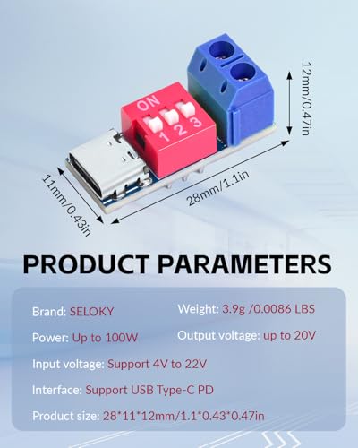 Seloky USB-C PD Trigger Board Module PD/QC Decoy Fast Charge USB Type-c to 12V High Speed Charger Power Delivery Boost (4PCS) - Image 4