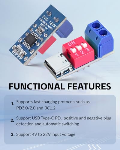 Seloky USB-C PD Trigger Board Module PD/QC Decoy Fast Charge USB Type-c to 12V High Speed Charger Power Delivery Boost (4PCS) - Image 3