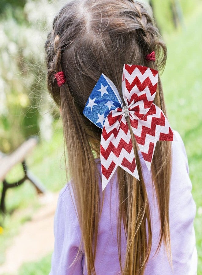 Doneace 4th of July Patriotic Hair Ties, Elastic Ponytail Holders with American Flag Bows and Grosgrain Bands - Independence Day Hair Decorations and Accessories for Women and Kids (1PCS) - Image 3
