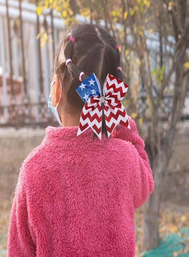 Doneace 4th of July Patriotic Hair Ties, Elastic Ponytail Holders with American Flag Bows and Grosgrain Bands - Independence Day Hair Decorations and Accessories for Women and Kids (1PCS) - Image 4