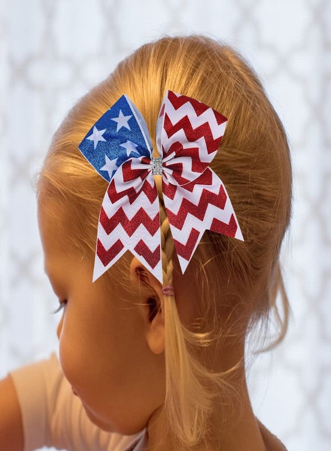 Doneace 4th of July Patriotic Hair Ties, Elastic Ponytail Holders with American Flag Bows and Grosgrain Bands - Independence Day Hair Decorations and Accessories for Women and Kids (1PCS) - Image 5