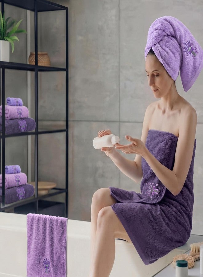 Gilprop 3 Pcs Lavender Embroidered Bath Cotton Towels Set Including 1 Bath Towel 1 Hand Towel and 1 Wash Cloth, Lavender Purple Towels Gift Set for Kitchen Bathroom Gym Spa Decorations - Image 5