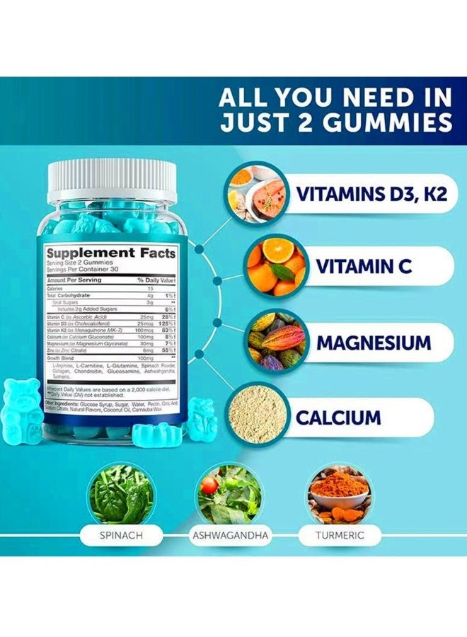 BIYODE Height Gummies to Grow Taller Height Growth Maximizer with Calcium for Bone Strength Natural Get Taller Supplement to Increase Bone Growth Free of Growth Hormone - Image 2