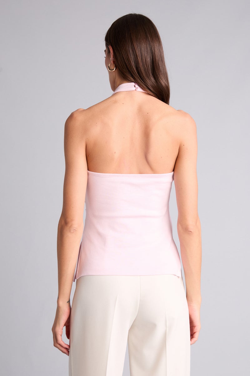 DeFacto Pink Woman Slim Fit Halter Collar Tank Top Casual - Image 5