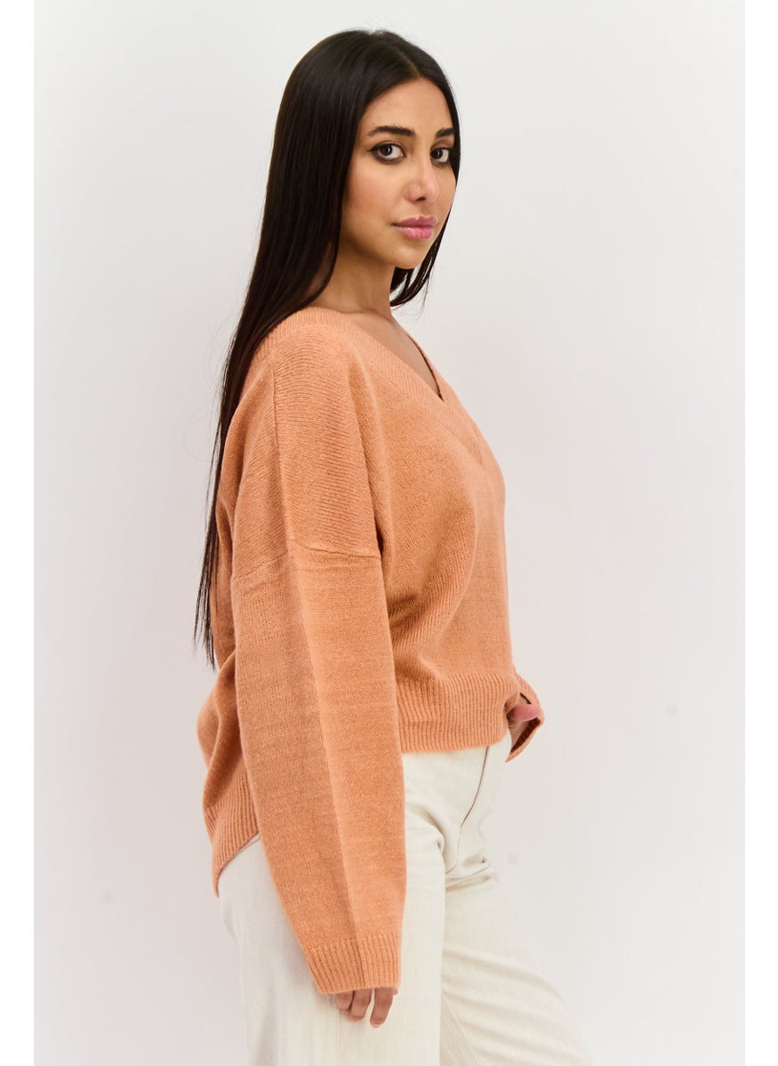 M Lounge Women Cable Knit Sweater, Cinammon  - Image 2
