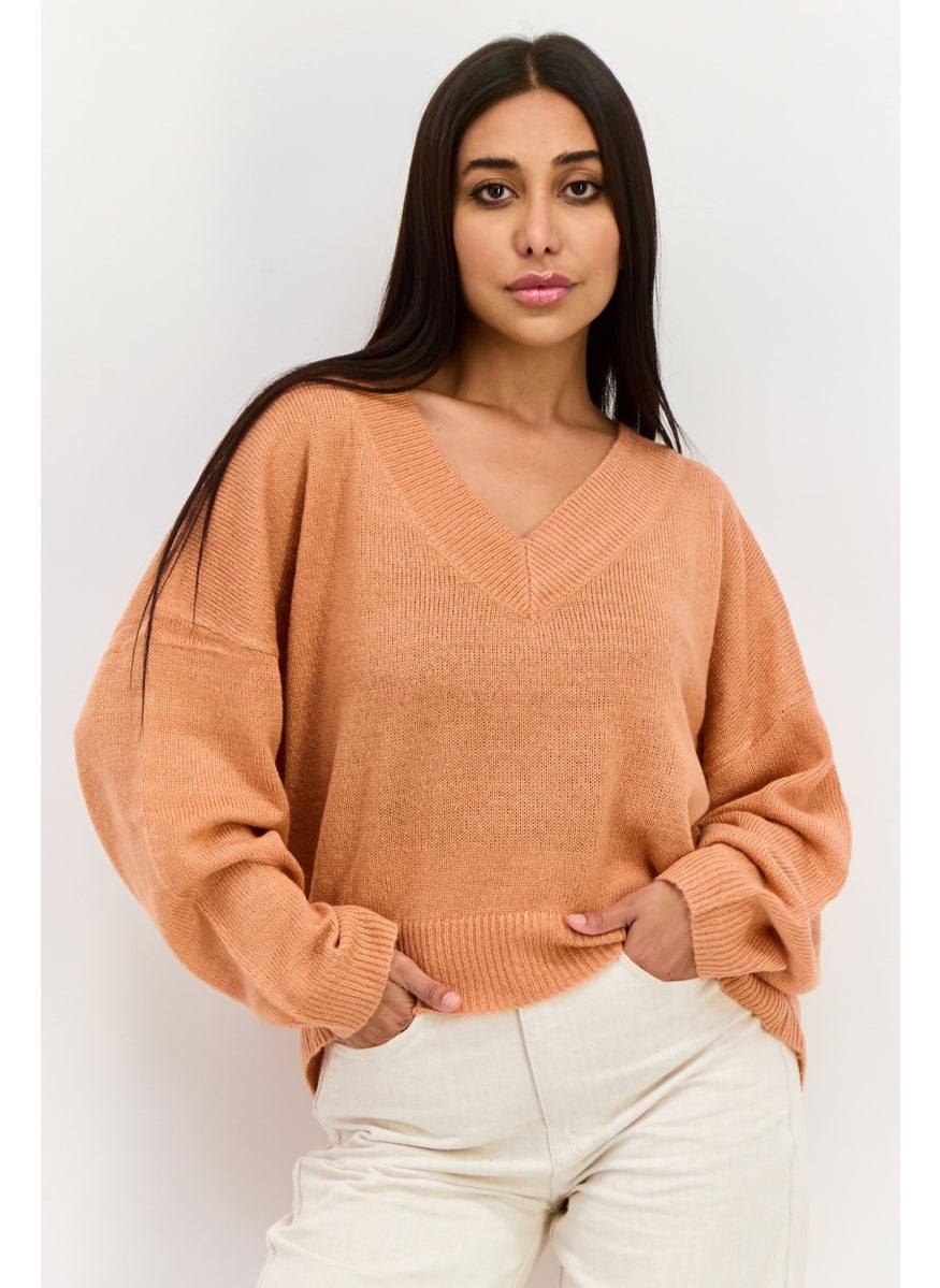 M Lounge Women Cable Knit Sweater, Cinammon  - Image 1