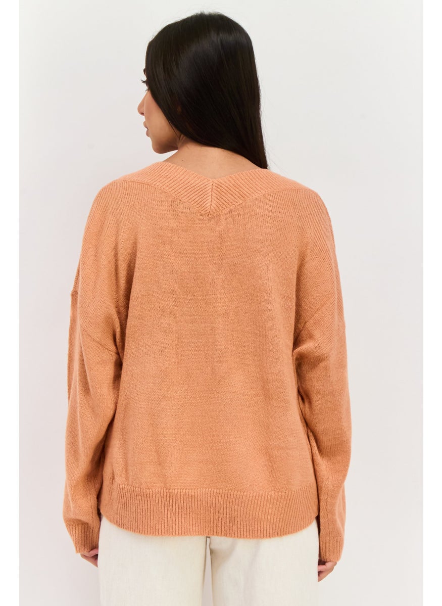 M Lounge Women Cable Knit Sweater, Cinammon  - Image 3