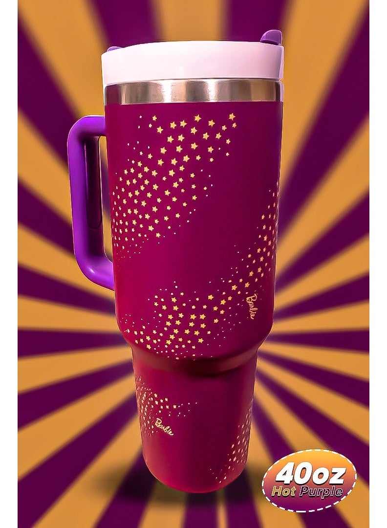 Stanley x Barbie 40oz Tumbler Limited Edition Stainless Steel Travel Mug with Reusable Straw BPA Free Eco Friendly and Dishwasher Safe Featuring Leakproof FlowState Lid and Double Wall Insulation to Keep Drinks Hot for 16 Hours and Cold for 24 Hours Slim Base Fits Most Car Cup Holders with Durable Ergonomic Handle for Use at Home Work Travel or On the Go - Image 3