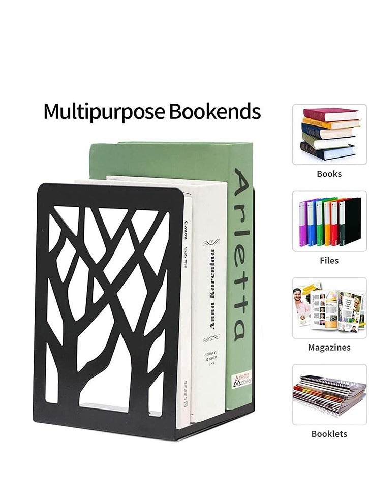 Garlo Book Ends, Bookends, Book Ends for Shelves, Book Ends for Heavy Books, Book Shelf Holder Home Decorative, Metal Bookends Black 1 Pair, Bookend Supports, Book Stoppers. - Image 4