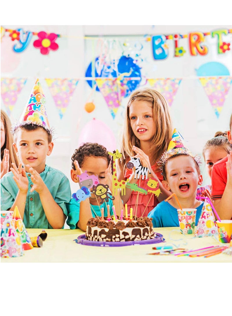 KASTWAVE Zoo Animal Cupcake Topper, DELFINO Animal Cupcake Toppers, Cute Zoo Animal Cupcake Toppers Picks with 7 Different for Kid Boys Girls Birthday Party Decoration Congrats Graduation, 42 PCS - Image 5