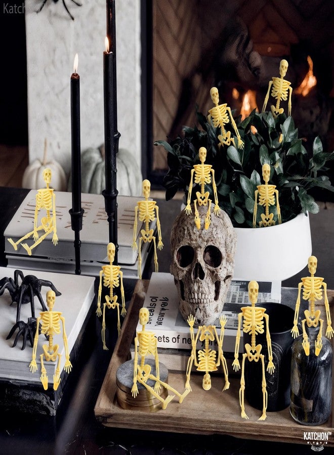 كاتشون، عبوة ضخمة من 12 مجسم هيكل عظمي للهالوين - 6 بوصات | مجسم هيكل عظمي صغير لتزيين المنزل في الهالوين | هياكل عظمية صغيرة لتزيين حفلات الهالوين المخيفة | ديكور هيكل عظمي لحفلة يوم بو - Image 3
