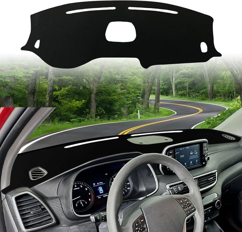 Xhfarce Dash Cover Fit for Hyundai Tucson 2019 2020 2021 Accessories(with Audio Hole) Anti-Skid Center Console Protector Cover Mat Car Dashboard Cover Sunshade Glare UV Rays Protector -Black Edge - Image 1