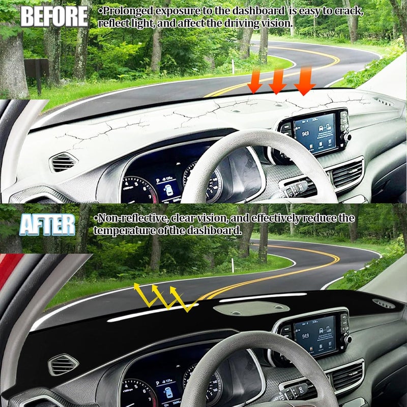 Xhfarce Dash Cover Fit for Hyundai Tucson 2019 2020 2021 Accessories(with Audio Hole) Anti-Skid Center Console Protector Cover Mat Car Dashboard Cover Sunshade Glare UV Rays Protector -Black Edge - Image 4