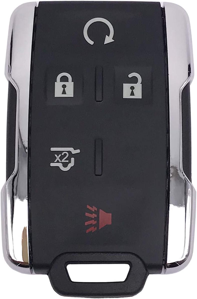 Muxkenper غلاف مفتاح ذكي مناسب لـ GMC Yukon Sierra 1500 Chevrolet Suburban Tahoe غطاء مفتاح التحكم عن بعد دخول بدون مفتاح لسيارة (فضي، 5 أزرار) - Image 2