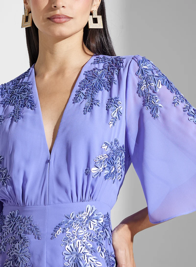 Hope & Ivy Embroidered Chiffon Dress