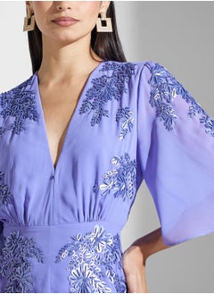 Hope & Ivy Embellished Plunge Neck Maxi Dress  - Image 3
