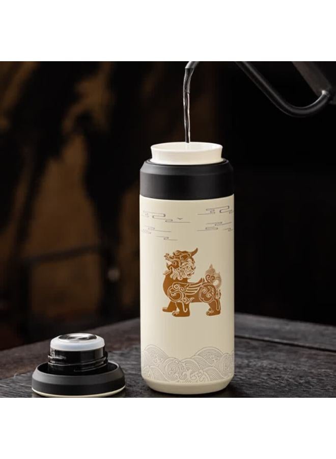 Hi-style Xishi Insulated Tea Separation Water Bottle Ceramic Liner Large Capacity Double Layer Thermos Office Tea Brewing Cup Annual Meeting Gift - Image 1