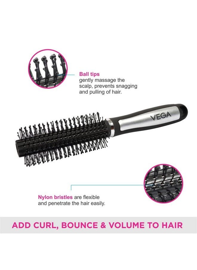 Vega Round Hair Brush (India'S No.1* Hair Brush Brand) For Adding Curls Volume & Waves In Hairs; Men And Women; All Hair Types Color May Vary (E14Rb)  - Image 5