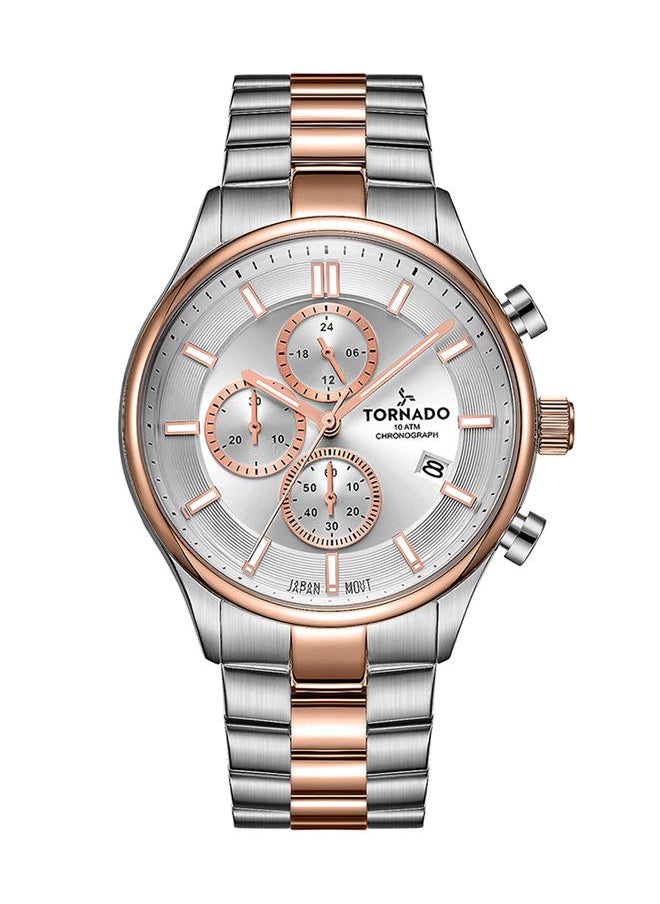 TORNADO - Tornado CELESTIA ELITE Men's Japan Quartz Movement Watch, Chronograph Display and High Quality Solid Stainlesss Steel Strap - T6106B-KBKW, Ss/Rg - Image 1
