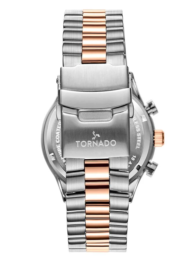 TORNADO Men's Stainless Steel Chronograph Watch T6106B-KBKW - 42x48 mm