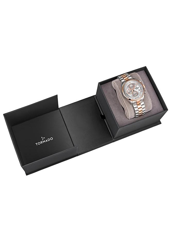 TORNADO - Tornado CELESTIA ELITE Men's Japan Quartz Movement Watch, Chronograph Display and High Quality Solid Stainlesss Steel Strap - T6106B-KBKW, Ss/Rg - Image 1