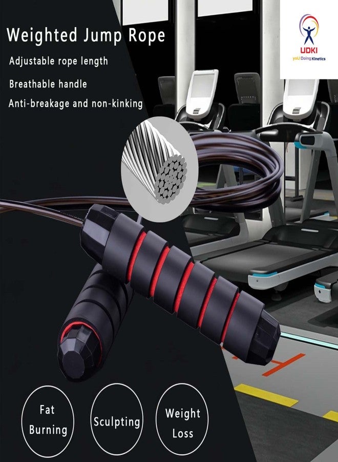 UDKI Adjustable Black Jump Rope with Ball Bearings - PVC Coated Steel Wire Skipping Rope for Fitness, Aerobic Exercise, Speed Training, MMA, Boxing - Tangle-Free, Comfortable Foam Handles - Ideal for Men, Women & Kids - Image 3