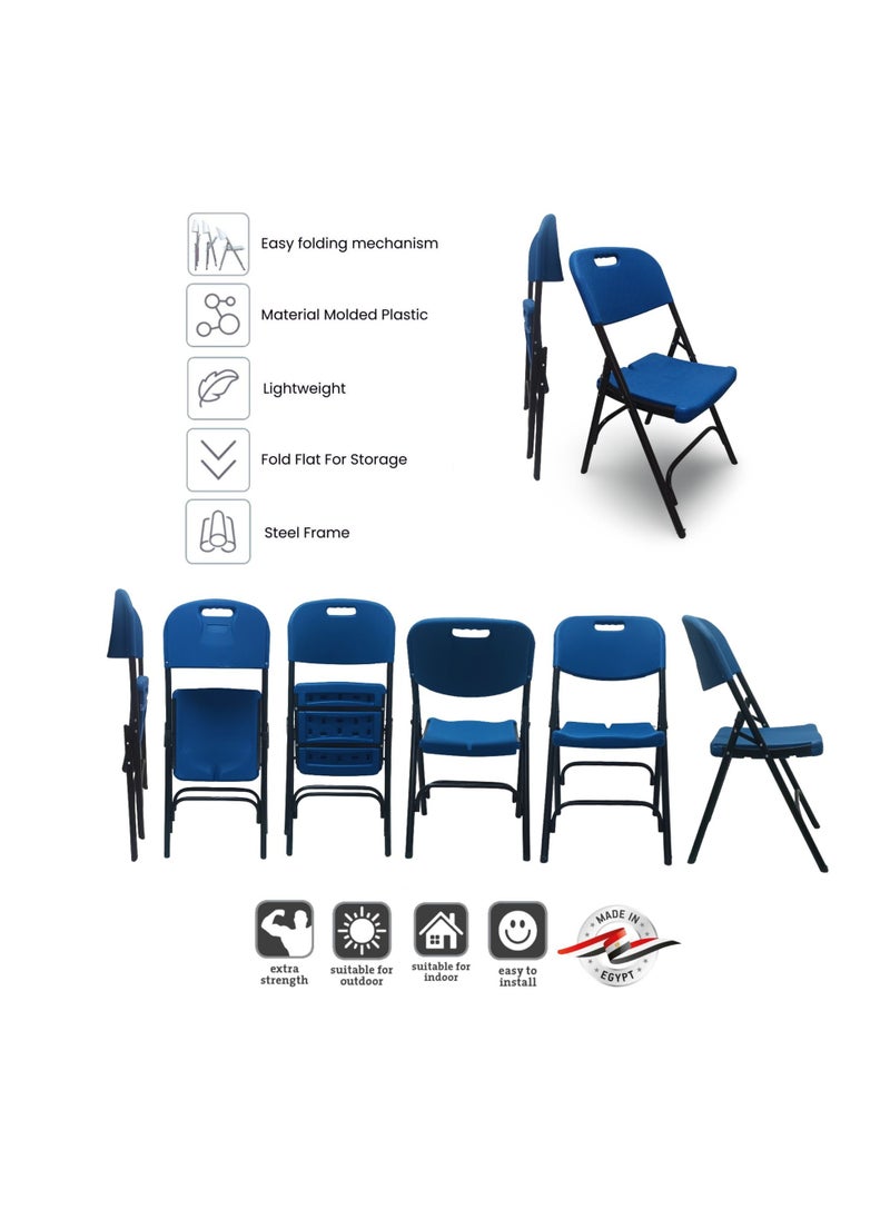 SunBoat Commerce - 5-Piece folding dining furniture set [Outdoor & Indoor] 80cm table with four blue chairs - Image 1