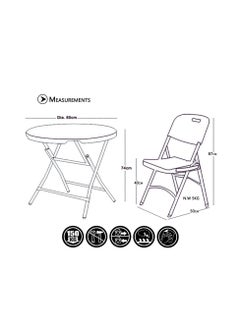 SunBoat Commerce 5-Piece folding dining furniture set [Outdoor & Indoor] 80cm table with four blue chairs  - Image 5