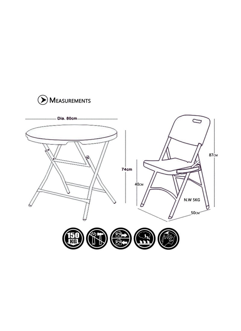 SunBoat Commerce - 5-Piece folding dining furniture set [Outdoor & Indoor] 80cm table with four blue chairs - Image 1