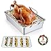 E-far Roasting Pan,  14 Inch Stainless steel Turkey Roaster with Rack, Include Deep Lasagna Pan & V-shaped Rack & - Image 2