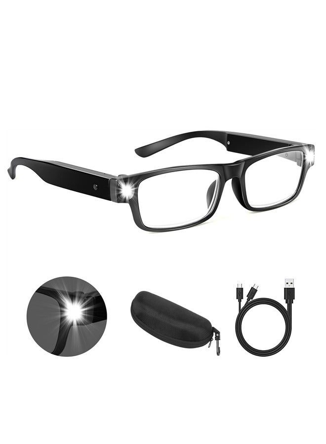 أوساويك 200 ٪ نظارات مكبرة مع الضوء، USB قابلة لإعادة شحن LED مضاءة نظارات مكبرة، أيدي حرة مكبرة الرأس نظارات لإغلاق العمل، الهوايات، القراءة، الحرف اليدوية - Image 1
