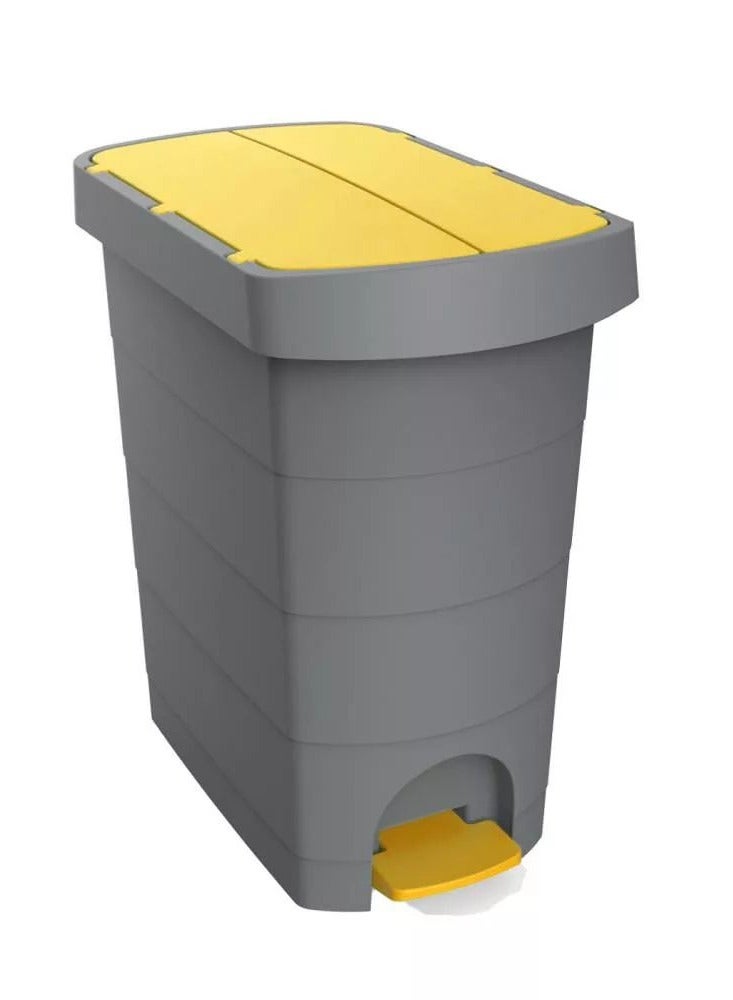 PLANET 60 Liter Planet Slim Pedal Bin, Trash Basket with Double Swing Lid, Foot Pedal Motion With Inner Handeled Bucket, Made of Hard Plastic Material, Yellow - Image 1