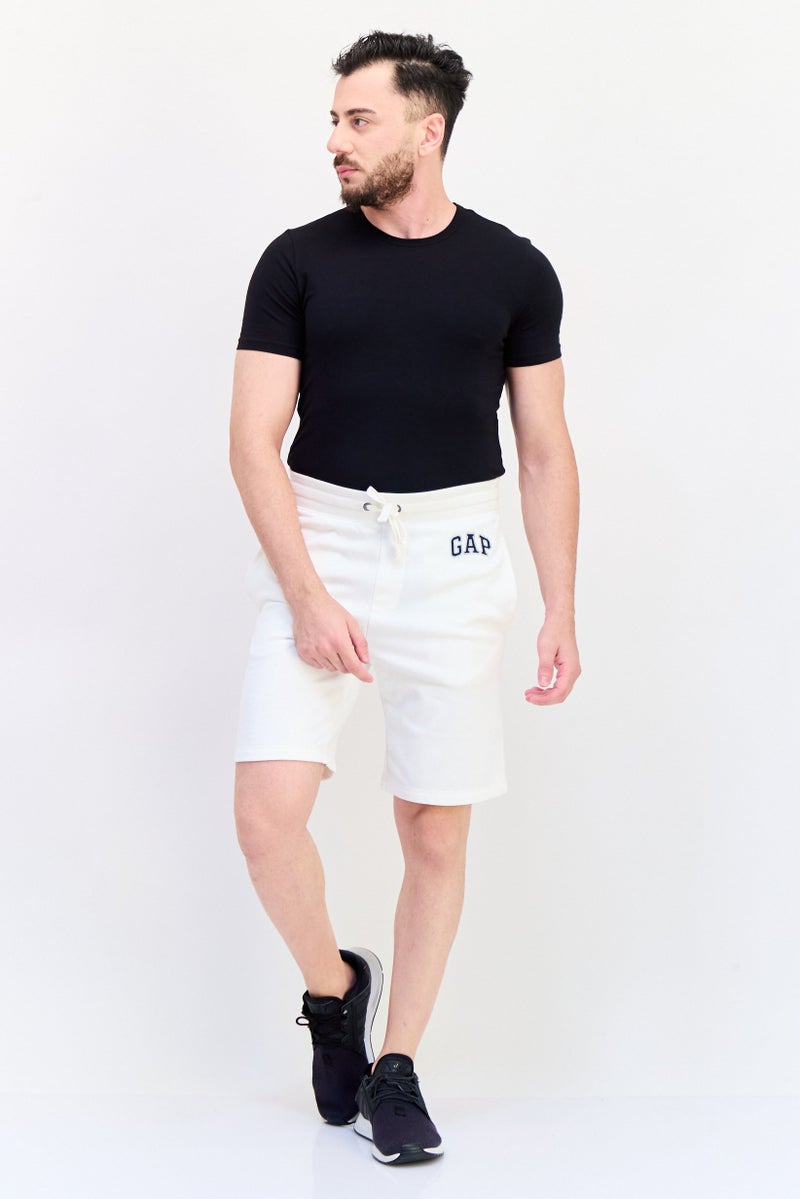 GAP Men Embroidered Logo Basic Shorts, White - Image 4