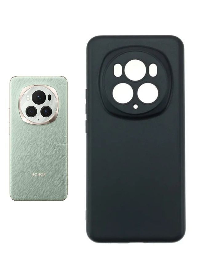 Silicone Protective Back Case Cover Compatible with Honor magic 6 pro- Black  - Image 1