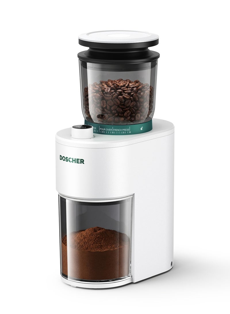 DOSCHER V60 Electric Burr Coffee Grinder, 38 Adjustable Grind Settings, 40mm Stainless Steel Burr, 150g Capacity, LED Display with Precision Timer – Ideal for Espresso, Drip, Pour Over, Cold Brew, and French Press - Image 1