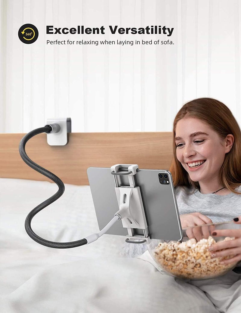 Lamicall Tablet Holder, Tablet Holder Stand for Bed Gooseneck 360 Flexible Lazy Arm Clamp Mount Bracket for 4.7~10.5" iPad Air Pro mini, Galaxy Tab, Smartphones, Switch (Black) - Image 4