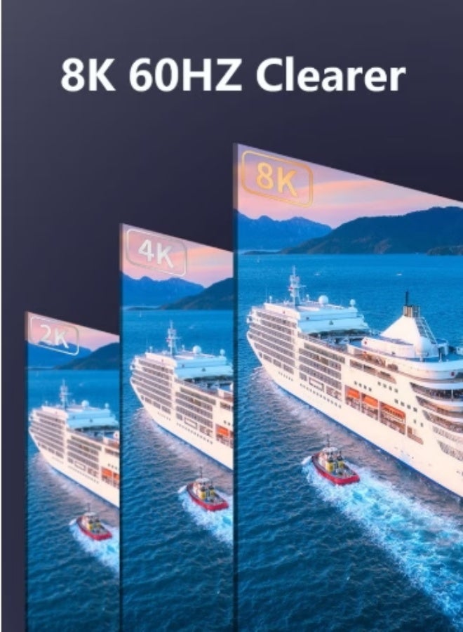 فاسجوس كابل محول من النوع C إلى DP بطول 2 متر (DP 1.4) بدقة 8K، مع تقنية HDR الديناميكية، متوافق مع أجهزة التلفزيون، وسلسلة iPhone 15، وiPad 10/Pro/Air/Mini، وSamsung، وMacBook Pro، وDell XPS، وHuawei P60 Pro - Image 2