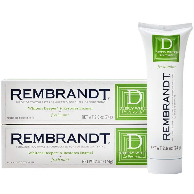 Rembrandt Deeply White + Peroxide Whitening Toothpaste, Fresh Mint Flavor, 2.6 Ounce (Pack of 2) - Image 1