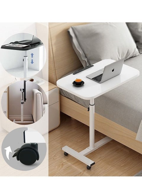 360° Swivel Height Adjustable Foldable Side End Table, Mobile Computer Workstation Laptop Desk and Coffee Table with Wheels