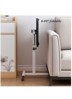XiuWoo 360° Swivel Height Adjustable Foldable Side End Table, Mobile Computer Workstation Laptop Desk and Coffee Table with Wheels  - Image 2