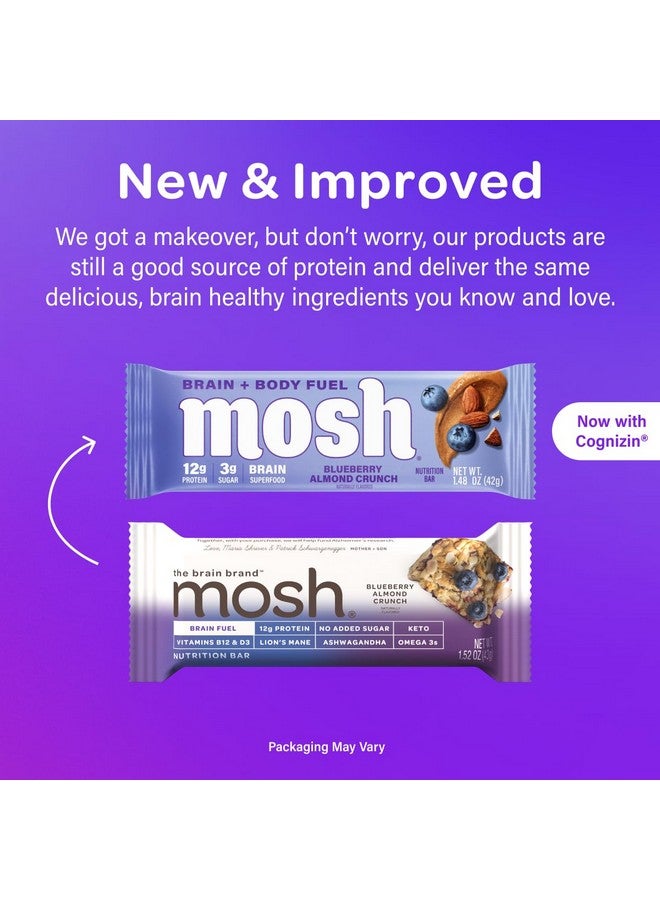 MOSH Blueberry Almond Crunch Keto Protein Bars, High Fiber, Low Carb, Gluten Free, High Protein, Brain Healthy Snack, 12 Count - Image 2
