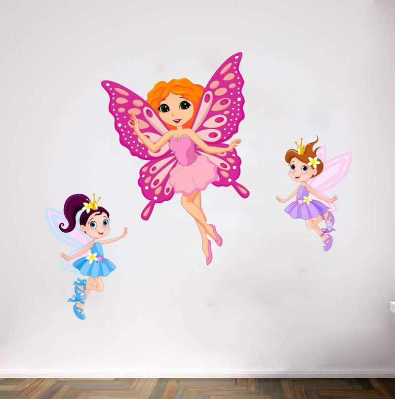 Decor Villa PVC Vinyl Fairy 3D Wall Sticker JUST Peel Stick New Modern Art Trendy Wall Stickers for Home Decoration Living RoomOffice Bedroom etc Size 58 CM X 55 CM Multicolor