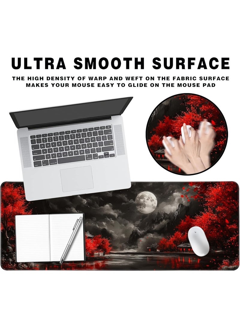 Large Gaming Mouse Pad Extended Anime Large Desk Pad 70 X 30cm with Non-Slip Base Full Keyboard Mat with Stitched Edges for Gaming and Office (Dark Full Moon) - Image 2