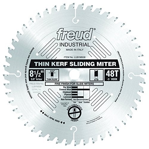 Freud LU91M008: 8-1/2"x 48T Thin Kerf Sliding Compound Miter Saw Blade - Image 5