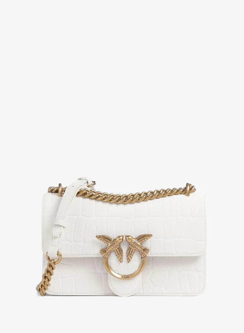 PINKO Mini Love Bag One in crocodile-print leather