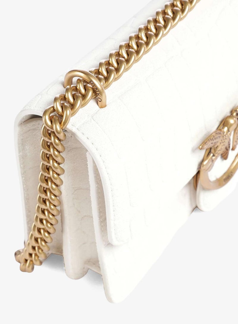 PINKO Mini Love Bag One in crocodile-print leather - Image 4