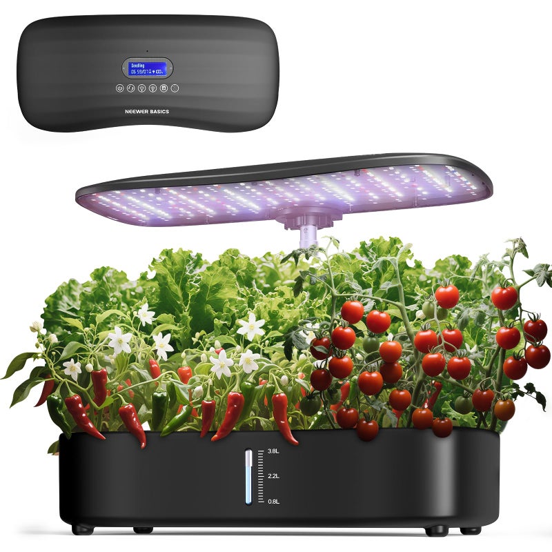 NEEWER Basics Hydroponics Growing System Kit with LED Plant Light/3 Growing Modes/12 Pods/Timer/LCD/Smart Quiet Pump, Touch Light Planter for Herb Garden Vegetables Flowers Indoor Gardening, HGS01 - Image 1