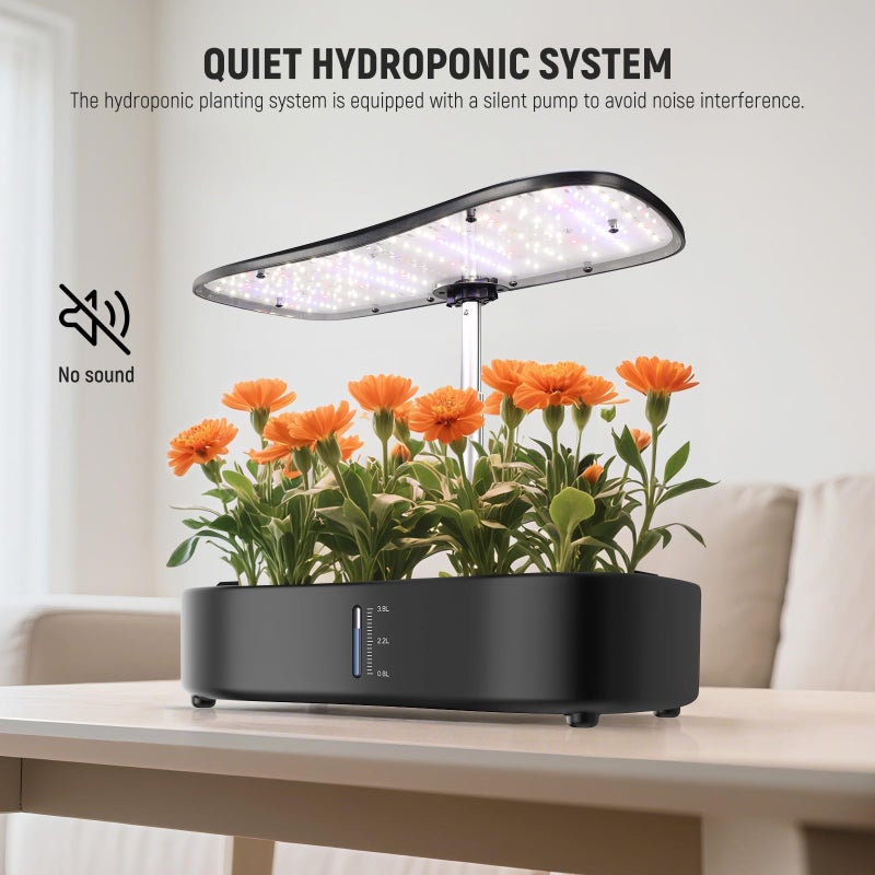 NEEWER Basics Hydroponics Growing System Kit with LED Plant Light/3 Growing Modes/12 Pods/Timer/LCD/Smart Quiet Pump, Touch Light Planter for Herb Garden Vegetables Flowers Indoor Gardening, HGS01 - Image 4