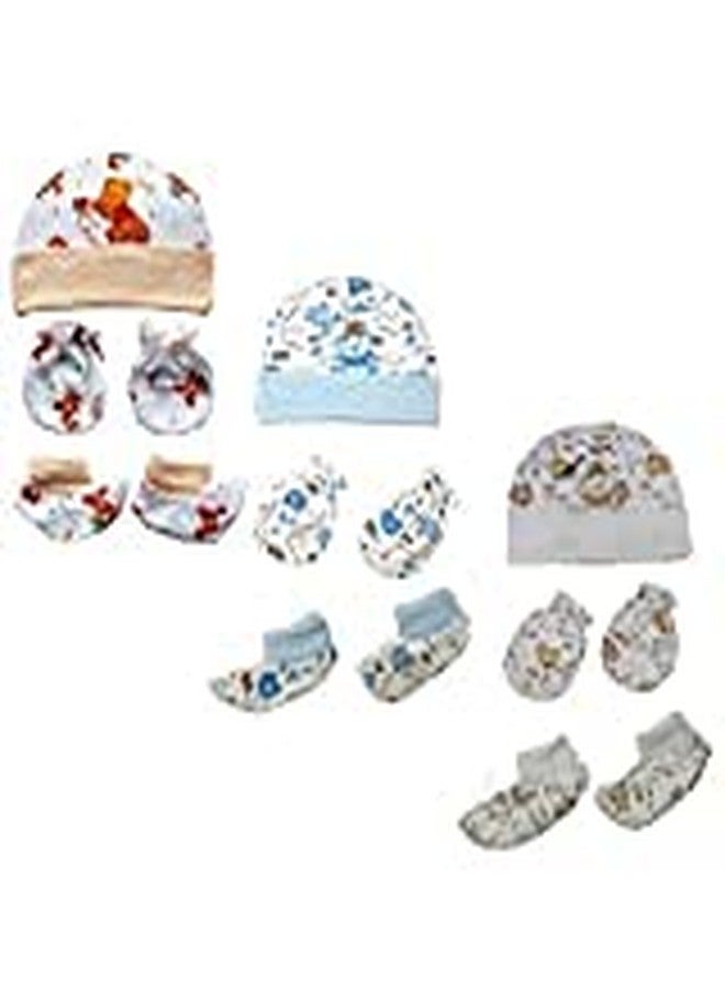 Obbi New Born Baby Cotton Embroidery Cap 0-3 Months(Pack of 3) Multicolour - Image 3