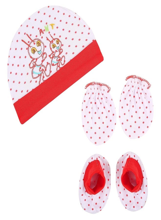 Obbi New Born Baby Cotton Embroidery Cap 0-3 Months(Pack of 3) Multicolour - Image 5